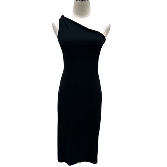 Y2K BCBG Paris One Shoulder Cocktail Dress In Black - Picture 5 of 8